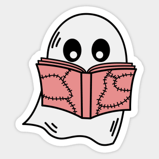 cute ghost book reading teacher school funny halloween Sticker